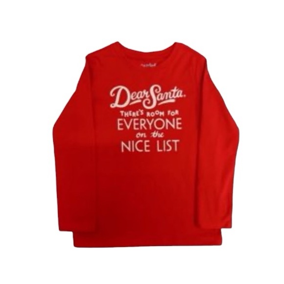 Cat & Jack Red Long Sleeve Tee - Santa's Nice List - Picture 3 of 7